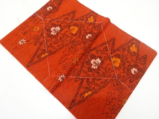 JAPANESE KIMONO / ANTIQUE NAGOYA OBI / SILK / WOVEN FLORAL ARABESQUE